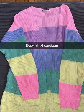 Wish Pastel Striped Open Cardigan - Pink, Purple, Green, Yellow, Blue